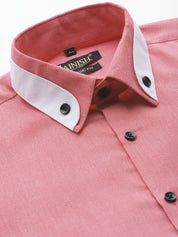 Indian Needle Men's Cotton Solid Formal Shirts - SF_796Red_S
