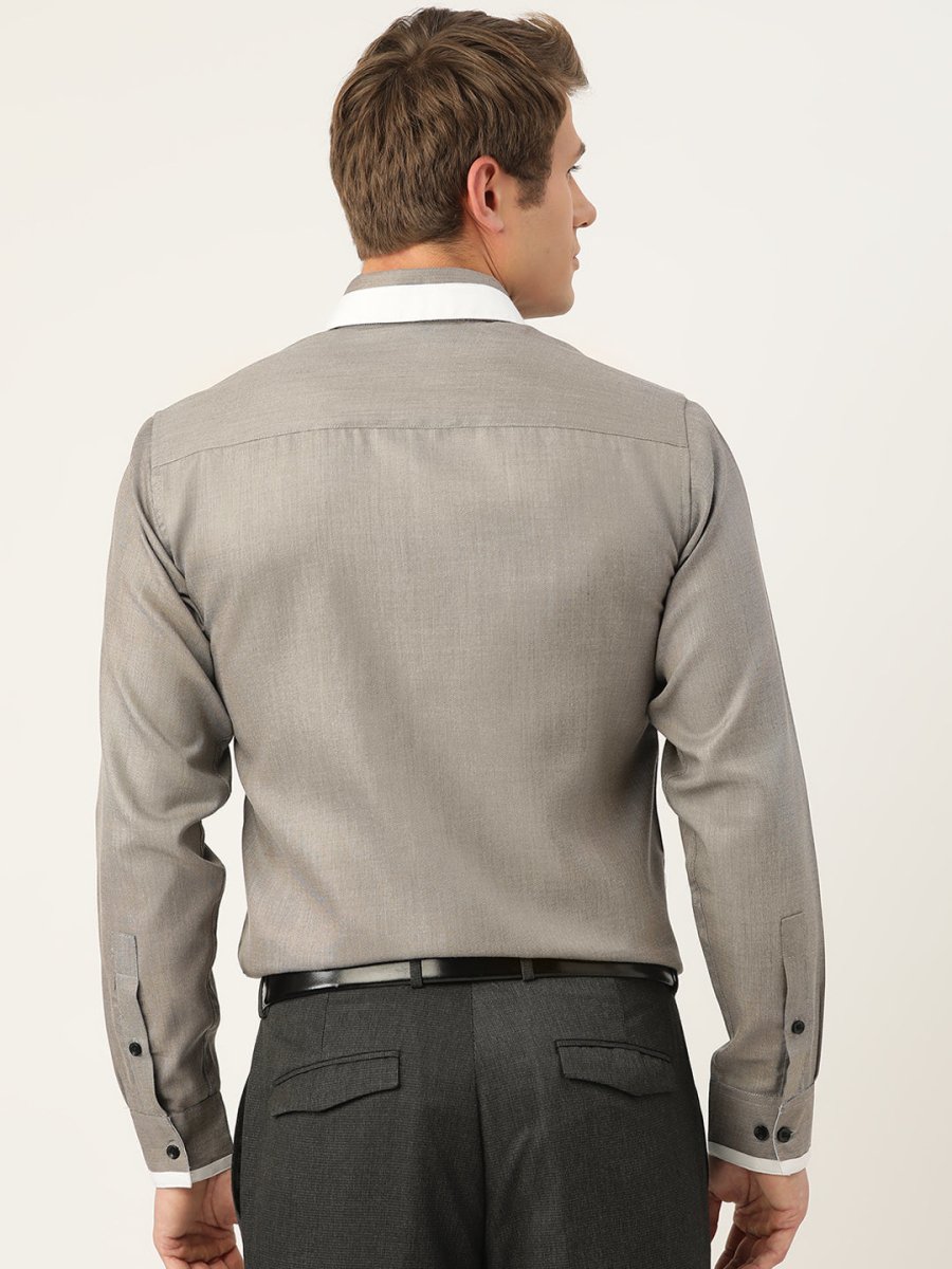 Indian Needle Men's Cotton Solid Formal Shirts - SF_796Charcoal_S