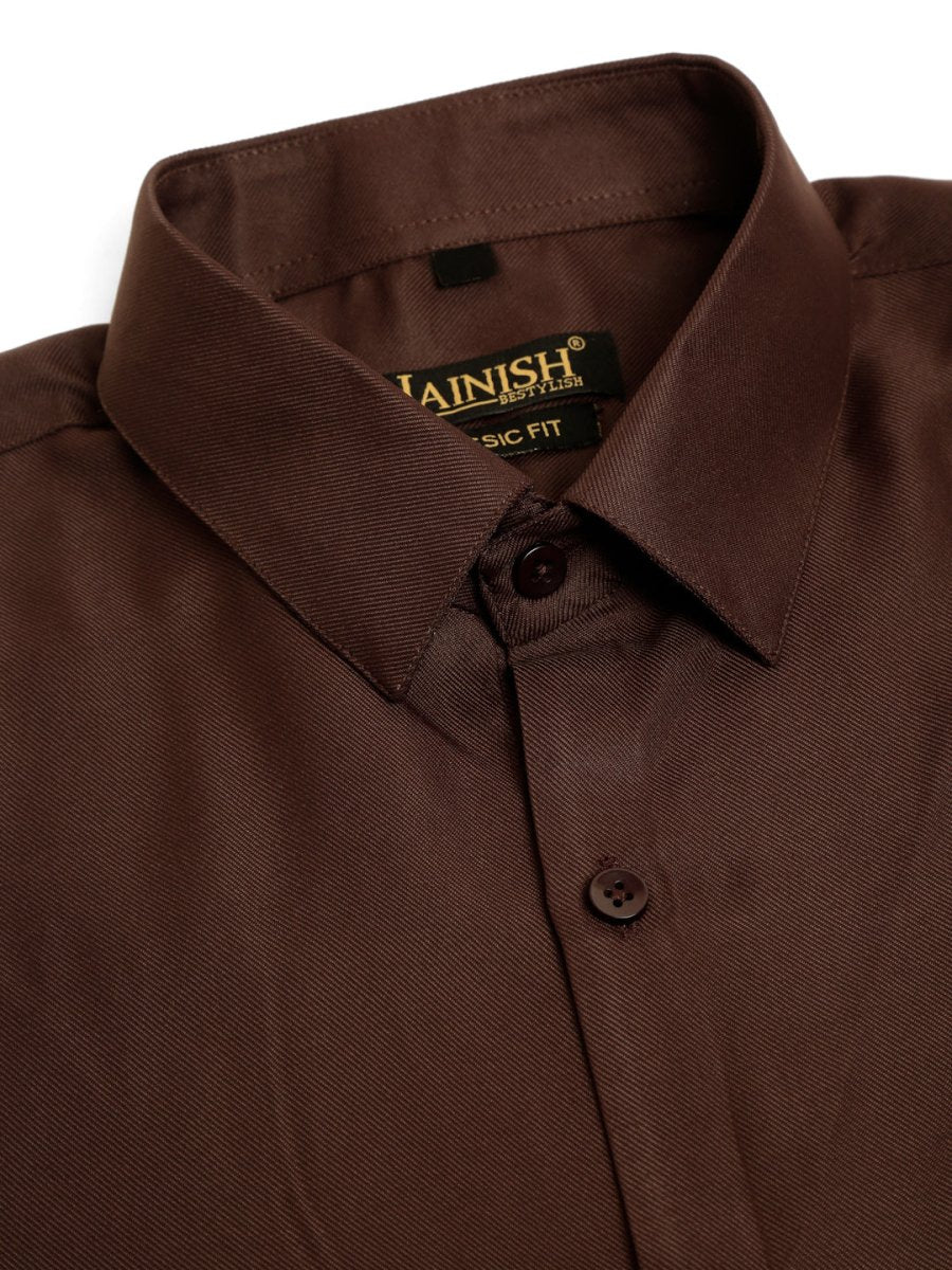Indian Needle Men's Cotton Solid Formal Shirt's - SF_833Coffee_S