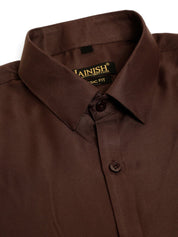 Indian Needle Men's Cotton Solid Formal Shirt's - SF_833Coffee_S