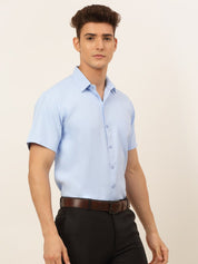 Indian Needle Men's Cotton Solid Formal Shirt's - SF_833Firozi_S