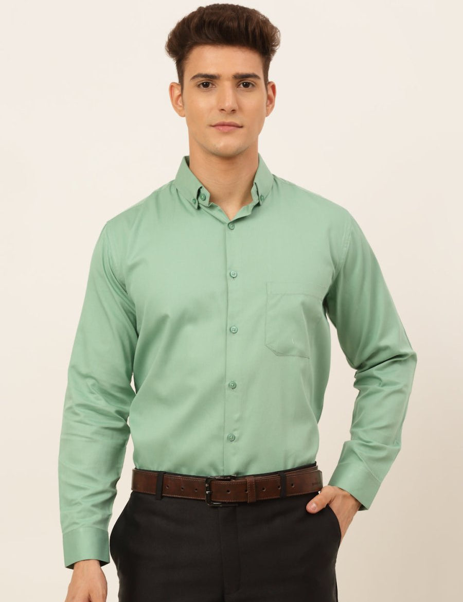 Indian Needle Men's Cotton Solid Formal Shirt's - SF_835Pista_S