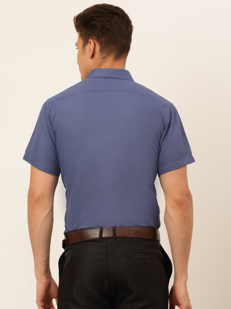 Indian Needle Men's Cotton Solid Formal Shirt's - SF_833Blue_S