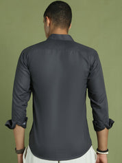 Indian Needle Men's Cotton Solid Grey Formal Shirt's - SF_361Grey_S