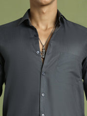 Indian Needle Men's Cotton Solid Grey Formal Shirt's - SF_361Grey_S