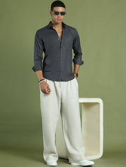 Indian Needle Men's Cotton Solid Grey Formal Shirt's - SF_361Grey_S