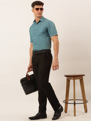 Indian Needle Men's Cotton Solid Half Sleeve Formal Shirts - SF_811Grey_S