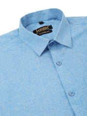 Indian Needle Men's Cotton Solid Half Sleeve Formal Shirts - SF_811Light-Blue_S