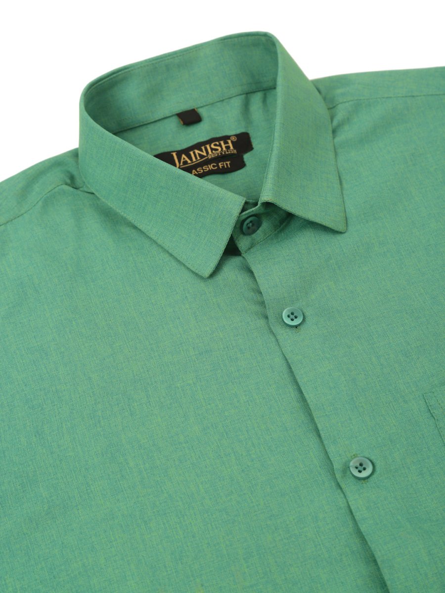 Indian Needle Men's Cotton Solid Half Sleeve Formal Shirts - SF_811Green_S