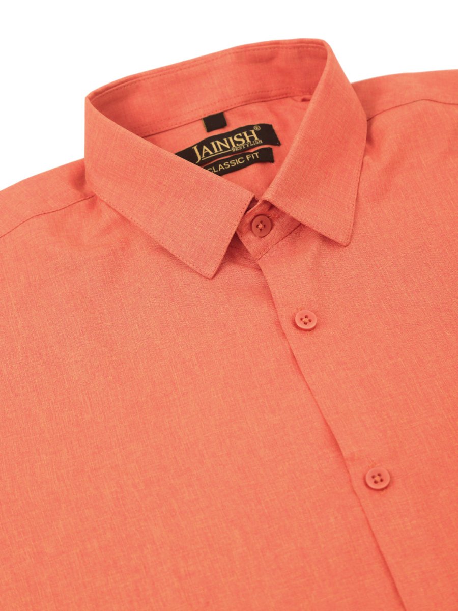 Indian Needle Men's Cotton Solid Half Sleeve Formal Shirts - SF_811Peach_S