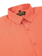 Indian Needle Men's Cotton Solid Half Sleeve Formal Shirts - SF_811Peach_S