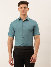 Indian Needle Men's Cotton Solid Half Sleeve Formal Shirts - SF_811Grey_S