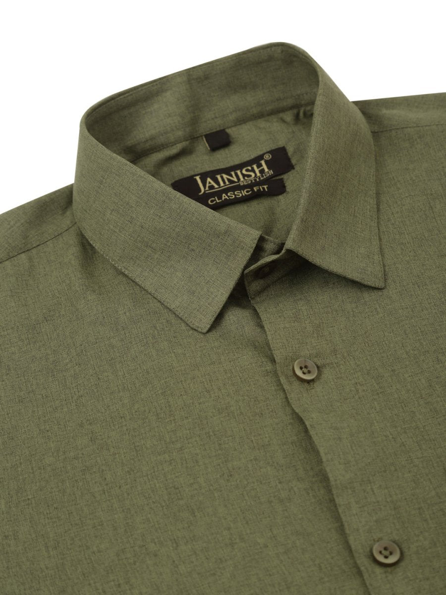 Indian Needle Men's Cotton Solid Half Sleeve Formal Shirts - SF_811Olive_S