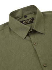 Indian Needle Men's Cotton Solid Half Sleeve Formal Shirts - SF_811Olive_S