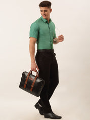 Indian Needle Men's Cotton Solid Half Sleeve Formal Shirts - SF_811Green_S