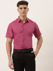 Indian Needle Men's Cotton Solid Half Sleeve Formal Shirts - SF_811Pink_S