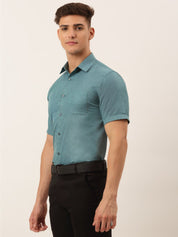 Indian Needle Men's Cotton Solid Half Sleeve Formal Shirts - SF_811Grey_S
