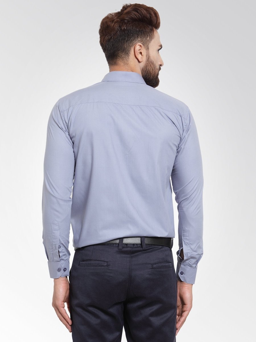 Indian Needle Men's Cotton Solid Light Grey Formal Shirt's - SF_361Light-Grey_S