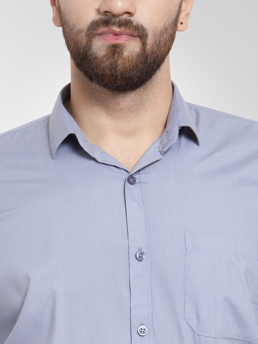 Indian Needle Men's Cotton Solid Light Grey Formal Shirt's - SF_361Light-Grey_S