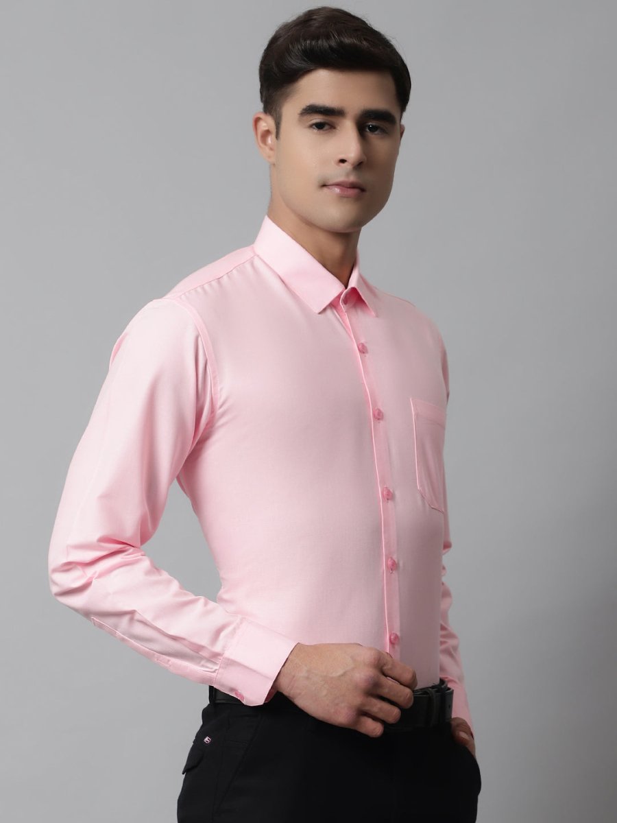 Indian Needle Men's Cotton Solid Light Pink Formal Shirt's - SF_361Light-Pink_S