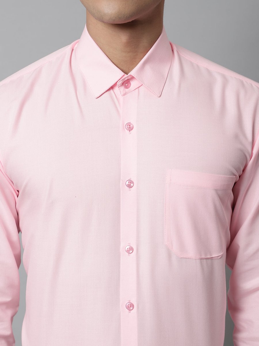 Indian Needle Men's Cotton Solid Light Pink Formal Shirt's - SF_361Light-Pink_S