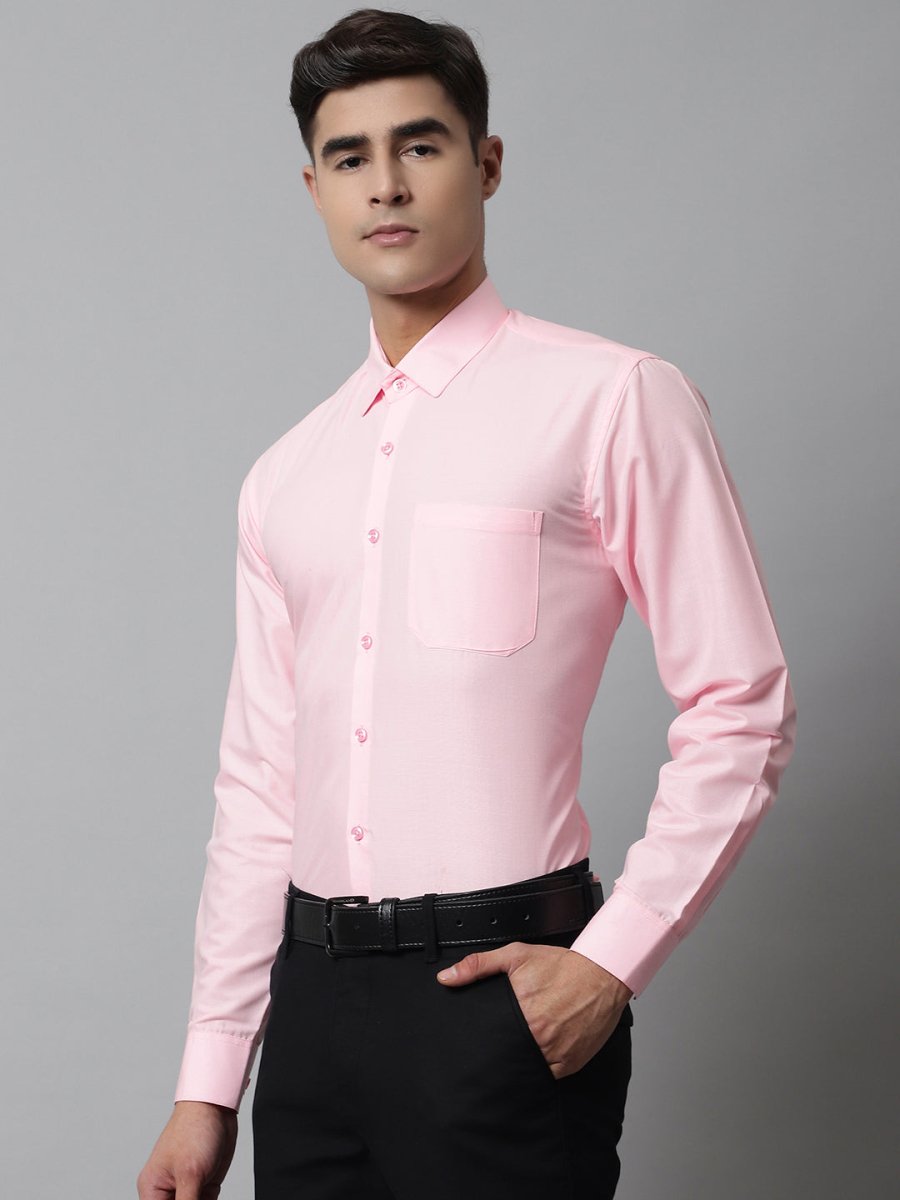 Indian Needle Men's Cotton Solid Light Pink Formal Shirt's - SF_361Light-Pink_S