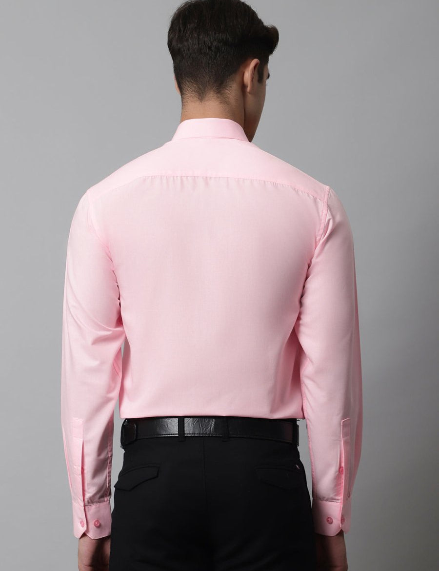 Indian Needle Men's Cotton Solid Light Pink Formal Shirt's - SF_361Light-Pink_S