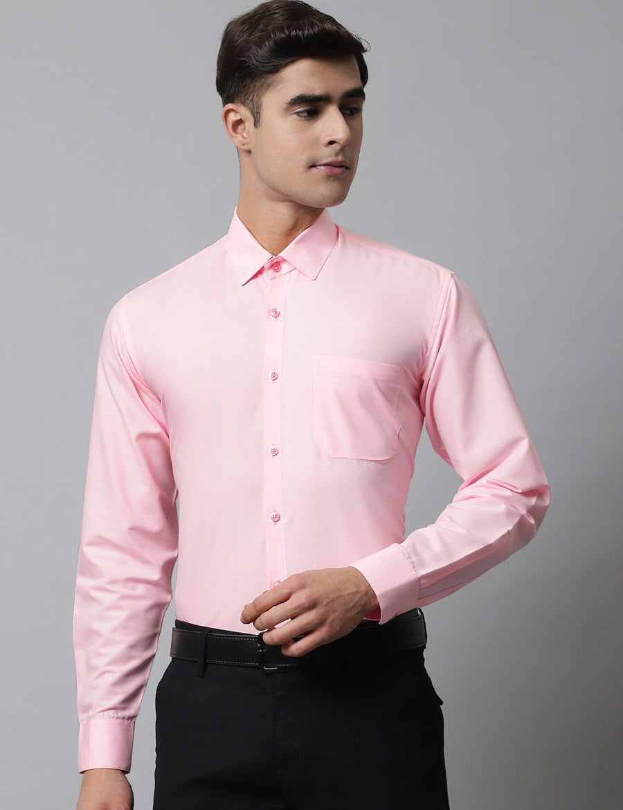 Indian Needle Men's Cotton Solid Light Pink Formal Shirt's - SF_361Light-Pink_S