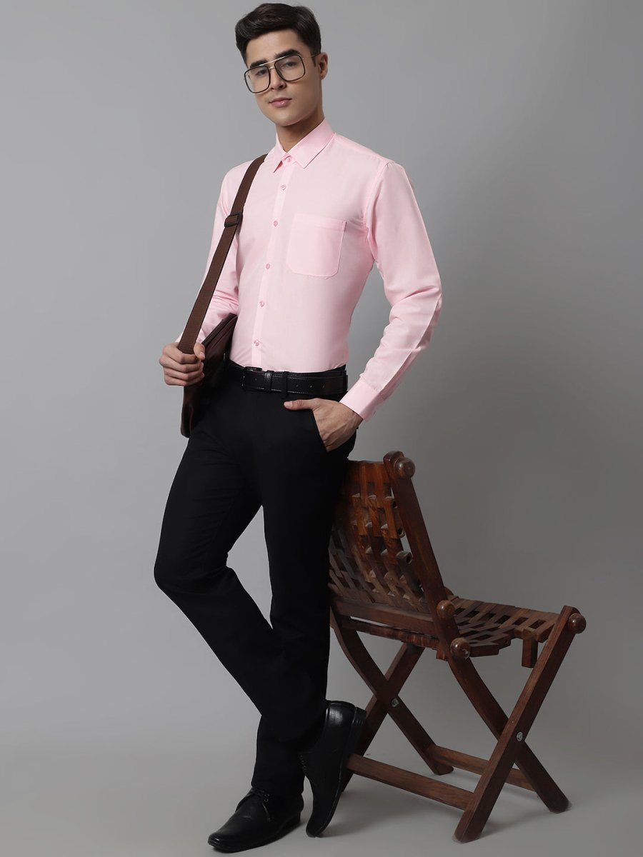 Indian Needle Men's Cotton Solid Light Pink Formal Shirt's - SF_361Light-Pink_S