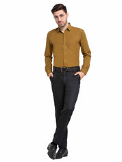 Indian Needle Men's Cotton Solid Mustard Formal Shirt's - SF_361Mustard_S