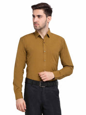Indian Needle Men's Cotton Solid Mustard Formal Shirt's - SF_361Mustard_S