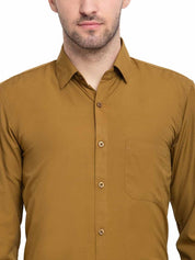 Indian Needle Men's Cotton Solid Mustard Formal Shirt's - SF_361Mustard_S