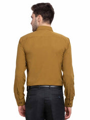 Indian Needle Men's Cotton Solid Mustard Formal Shirt's - SF_361Mustard_S