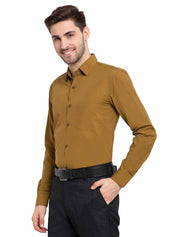 Indian Needle Men's Cotton Solid Mustard Formal Shirt's - SF_361Mustard_S