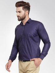 Indian Needle Men's Cotton Solid Navy Blue Formal Shirt's - SF_361Navy_S