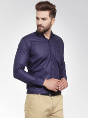 Indian Needle Men's Cotton Solid Navy Blue Formal Shirt's - SF_361Navy_S