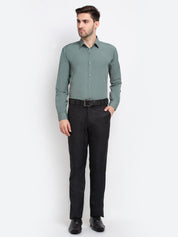 Indian Needle Men's Cotton Solid Pista Green Formal Shirt's - SF_361Pista_S