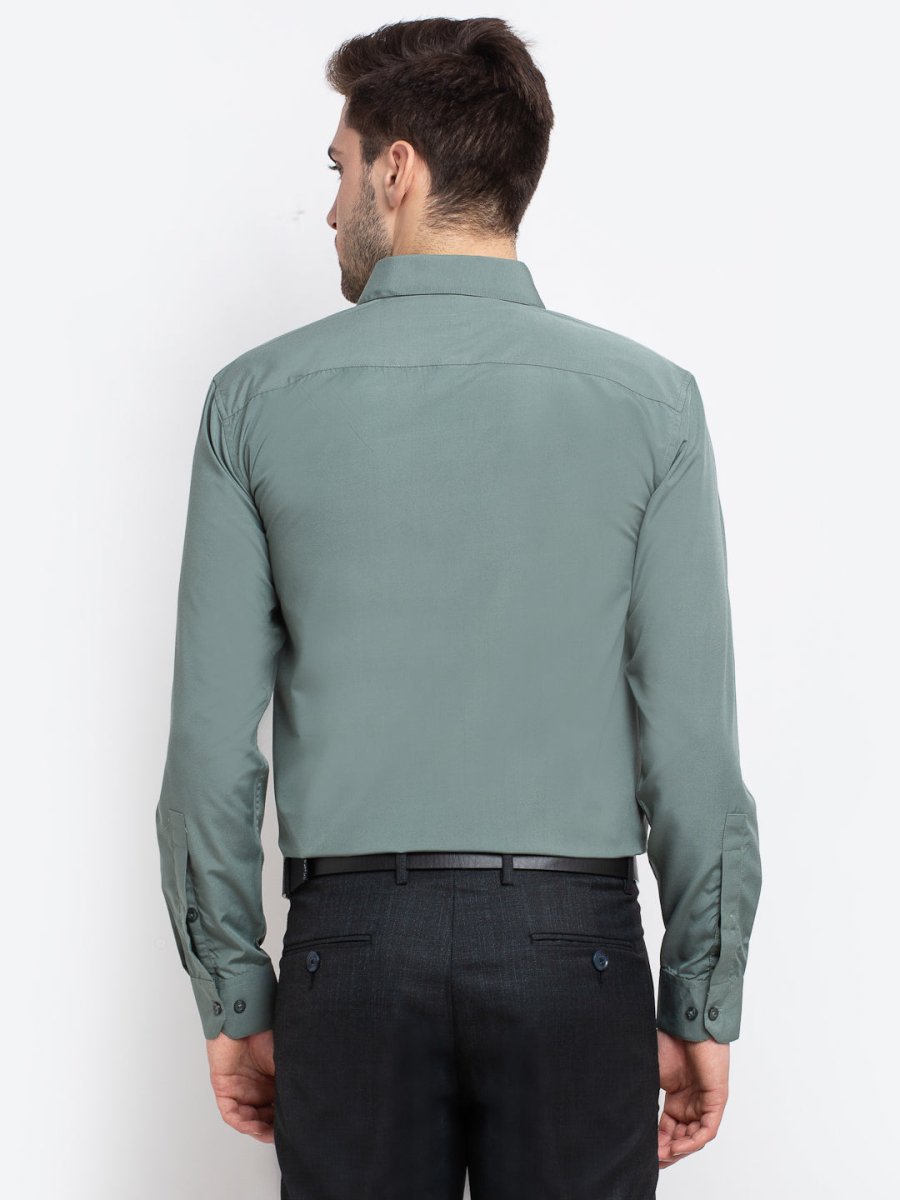 Indian Needle Men's Cotton Solid Pista Green Formal Shirt's - SF_361Pista_S