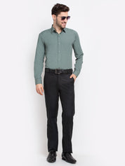Indian Needle Men's Cotton Solid Pista Green Formal Shirt's - SF_361Pista_S