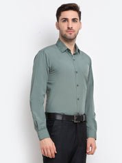 Indian Needle Men's Cotton Solid Pista Green Formal Shirt's - SF_361Pista_S