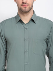 Indian Needle Men's Cotton Solid Pista Green Formal Shirt's - SF_361Pista_S