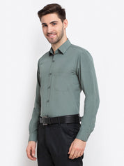 Indian Needle Men's Cotton Solid Pista Green Formal Shirt's - SF_361Pista_S
