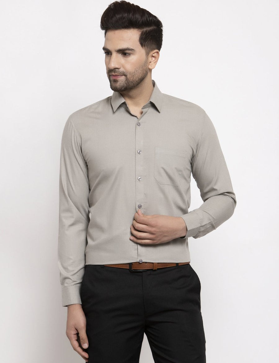 Indian Needle Men's Cotton Solid Steel Grey Formal Shirt's - SF_361Steel-Grey_S