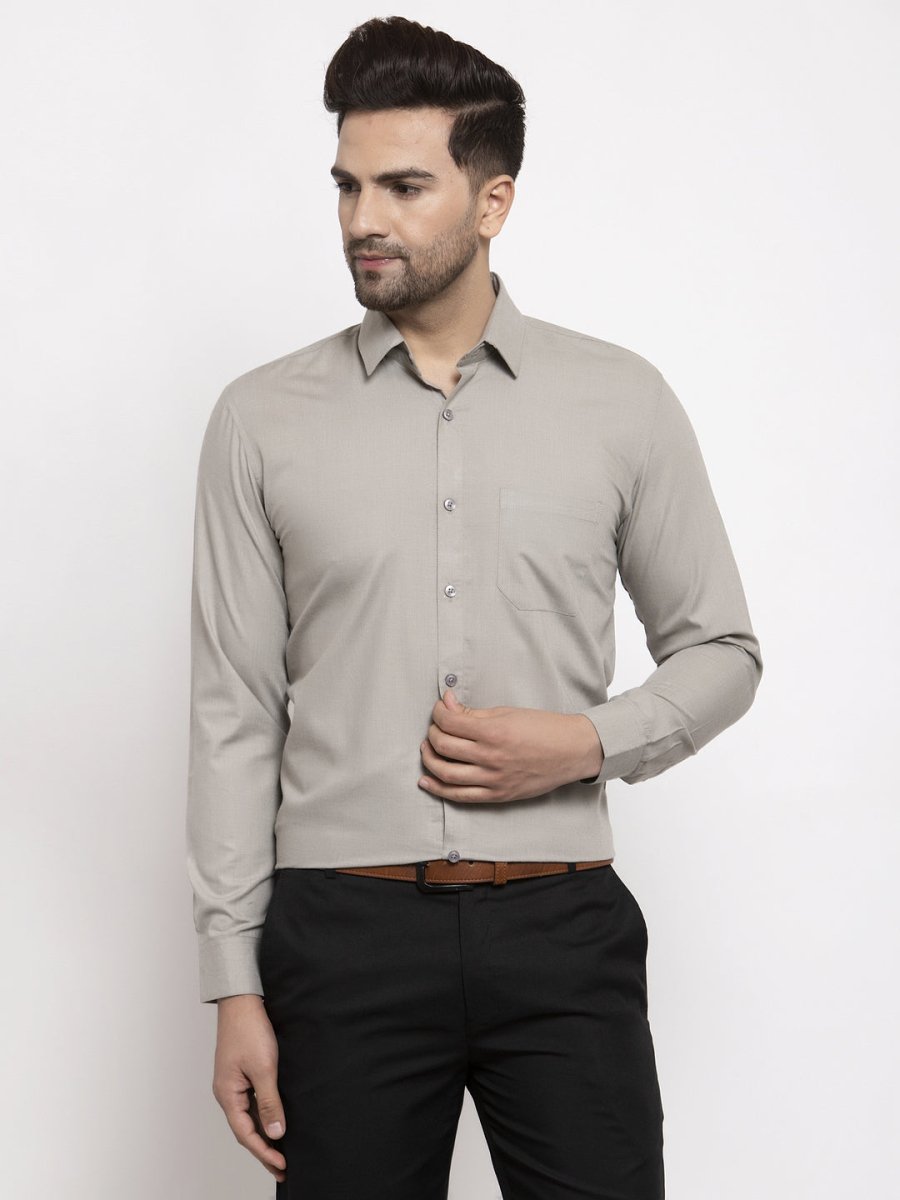 Indian Needle Men's Cotton Solid Steel Grey Formal Shirt's - SF_361Steel-Grey_S