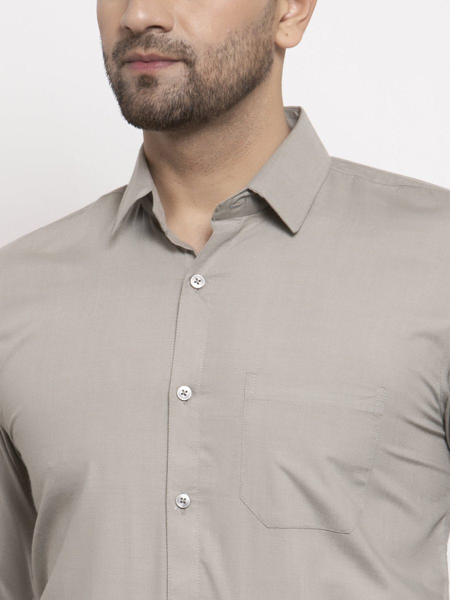 Indian Needle Men's Cotton Solid Steel Grey Formal Shirt's - SF_361Steel-Grey_S