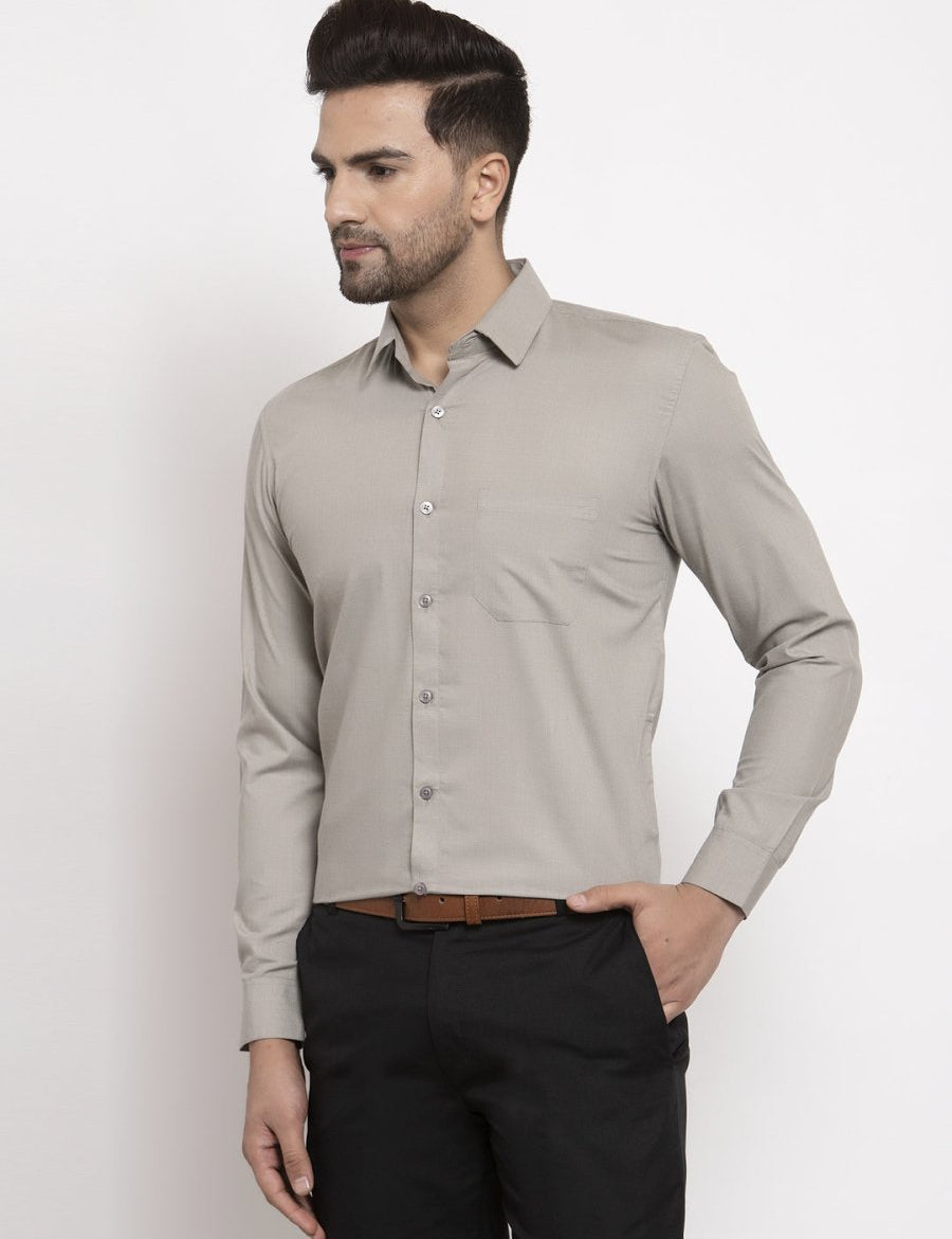Indian Needle Men's Cotton Solid Steel Grey Formal Shirt's - SF_361Steel-Grey_S