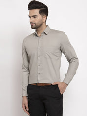 Indian Needle Men's Cotton Solid Steel Grey Formal Shirt's - SF_361Steel-Grey_S