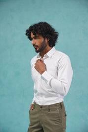 Indian Needle Men's Cotton Solid White Formal Shirt's - SF_361White_S