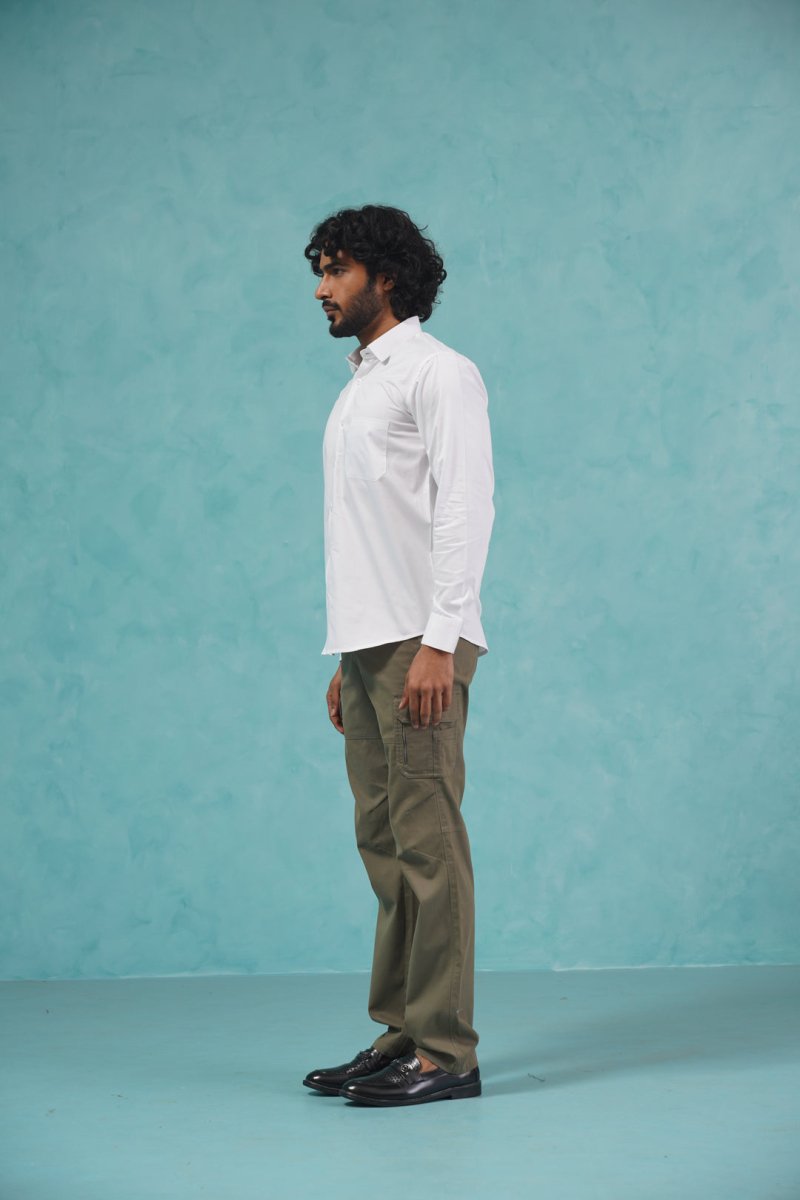 Indian Needle Men's Cotton Solid White Formal Shirt's - SF_361White_S