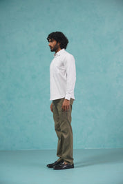 Indian Needle Men's Cotton Solid White Formal Shirt's - SF_361White_S